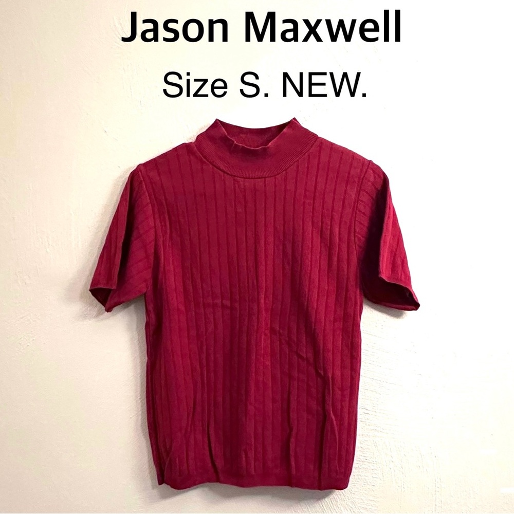 5/$15💥 Jason Maxwell Red Ribbed Knit Top Shirt Layer Fall Winter